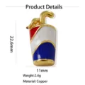 Kupfer Emaille Tasse Anhänger rot weiß blau Flagge Stil Charm Halskette Zubehör DIY - Rot Weiß Blau Strohhalm Becher Anhänger / Stil 3