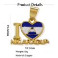 Nicaragua Flagge Herz Metall Anhänger, Kupfer Emaillierter Schmuck, 19.6x18.5mm groß. - Stil 15