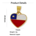 Chile Flagge Herz Emaillierter Anhänger Kupfer Schmuck Accessoire Mode Charm 20.8x15mm Geschenk - Stil 16