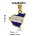 Vergoldeter Nicaragua Karte Anhänger Emaillierte Halskette Messing Schmuck Zubehör 23.9mm - Stil 18