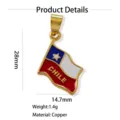 Chile Nationalflagge Emaillierter Anhänger Kupfer Halskette Zubehör 28x14.7mm Neu - Stil 19