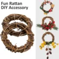 Natural rattan wreath detail showing DIY accessories and decorated styles for handmade crafts. - 8cm / Natural Rattan Ring