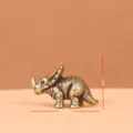 Vintage solid brass dinosaur figurine desktop decoration miniature bronze animal craft ornament - Triceratops
