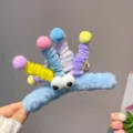 Pinza de pelo de peluche colorida clip tiburon divertido dopamina con pompones para mujer - Azul