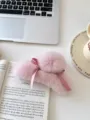 Large pink plush hair claw clip with cute pom-pom and ribbon for elegant women hairstyles. - Inner Clip 11cm / 2#Cute Pink