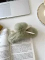 Grande pince à cheveux en peluche verte avec nœud blanc, accessoire hiver élégant. - Clip Interne 11cm / 5# Vert Matcha