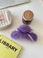 Extra large purple plush hair claw clip with fuzzy pom pom and bow for women winter style - Inner Clip 11cm / 7#Dark Purple