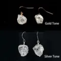Handmade raw crystal wire wrapped hook earrings in gold and silver variants for women. - Gold Wire Wrapped Style / White Crystal