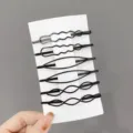 Black metal hair clips set, geometric wavy bobby pins for daily styling and elegant hairstyles. - Wavy + Oval + Braided (2 Pcs Each)