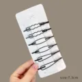 Black wavy and teardrop bobby pins set, 7.3cm metal hair clips for fringe styling. - Wavy + Oval + Water Drop (2 Pcs Each)