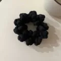 Black flower shape hair scrunchie high elasticity elastic band hair tie elegant hair accessory - Black