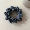 Dark grey fabric hair scrunchie with textured bubble design, high elasticity ponytail holder. - Gray
