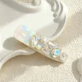 Pince à cheveux perle strass style français pince bec de canard douce élégante accessoire - Pince Bec de Canard Carré-Rond