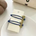 2 Pcs Mignons Nœud Papillon BB Pinces à Cheveux Coloré Frange Épingles Accessoire - Nœud Beige Set de Pinces à Cheveux Bleu Marine
