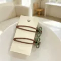 Joli lot de pinces a cheveux avec noeud, barrettes marron et vert pour frange et style quotidien. - Nœud Vert Set de Pinces à Cheveux Brun