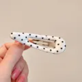 Pince à cheveux BB en tissu à pois, jolie pince latérale blanche noire pour frange de femmes. - Blanc