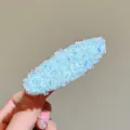 Pince à cheveux en cristal bleu clair, strass étincelant, accessoire élégant pour coiffure - Ovale / Vert clair