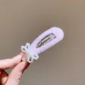 Jolie pince à cheveux BB nœud perle strass pour femme, accessoire violet scintillant. - Nœud Goutte d'Eau / Rose Clair