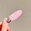 Détail de pince à cheveux en cristal rose, barrette strass scintillante pour femmes. - Pince à Cheveux Cristal / Rose