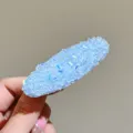 Pince à cheveux en cristal style coréen bleu clair strass côté BB pince pour femmes frange - Ovale Strass Bleu Clair