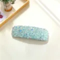 Korean style crystal crushed diamond hair clip, sparkling blue side clip detail display. - Square Style / Light Green