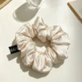 Élégant chouchou en satin champagne, design plissé doux pour femmes et filles au quotidien. - Abricot Clair