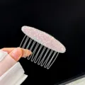 Peigne de cheveux strass style coreen avec pierre rose insert detail vue elegante - Peignes à cheveux en cristal rose