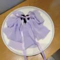 Pince à cheveux élégante en mousseline violette avec grand nœud ruban pour queue de cheval. - Violet
