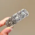 Sparkling crystal rhinestone hairpin side clip for women fashion hair accessories styling chic - Black Rhinestone Hair Clip