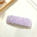 Korean style light purple crystal hair clip sparkling side bb clip for daily sweet wear. - Square Style / Light Purple