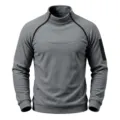 Men's fleece stand collar sweatshirt diagonal zipper sleeve pocket grey casual winter top - S / Tops / Gray