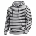 Herren Halb-Zip gestreifter Kapuzenpullover Strick lässiger Pullover mit Kängurutasche. - S / Hellgrau