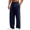 Herren weite Jogginghose mit kontrastierenden Seitenstreifen und elastischem Kordelzug. - Marineblau