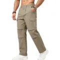 Men's casual straight fit cargo pants with multi pockets and durable utility workdesign. - XXS / Bottoms / Khaki