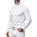 Men's casual slim fit white turtleneck long sleeve t-shirt, comfortable basic autumn winter top. - S / Tops / White