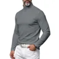 Men's casual slim fit turtleneck long sleeve t-shirt in grey, ideal for autumn styling. - S / Tops / Iron Gray