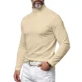 Men's semi-turtleneck long sleeve t-shirt, American minimalist slim fit autumn base layer. - S / Tops / Apricot