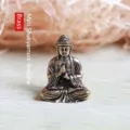 Detalle de estatua de Buda Shakyamuni de laton, artesania de metal retro para coche u oficina. - Buda Shakyamuni Mini Envejecido Pequeño (F693)