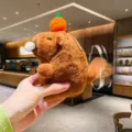 Adorable pendentif peluche capybara avec chapeau orange, fonction bulle et queue remuante. - Style bulles queue remuante et son / Sans Chaîne / Marron