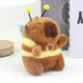 Mignon capybara peluche abeille pendentif doux en peluche sac charme porte-clés cadeau - Style petite abeille à tirer / Sans Chaîne / Brun-jaune