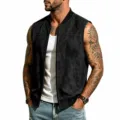 Herren Schwarze Wildleder Ärmellose Weste Casual Bomberjacke Sommer Oberbekleidung - S / Oberteile / Schwarz
