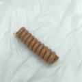 Brown spiral hair tie with metallic ends phone cord design simple daily hair accessory for women - Khaki Telephone Wire