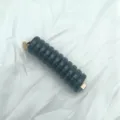 Dark grey telephone wire hair tie with gold tone metal ends for girls and children daily wear - Haze Blue Telephone Wire