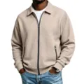 Heren wafelbreisel jas met rits reverskraag casual bovenkleding voor herfst dagelijks - S / Khaki
