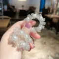 Clear pearl telephone wire hair tie korean style cute daily scrunchie summer hair accessory - 3# Pearl Single