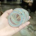 Transparent iridescent spiral hair ties, daily use fashion telephone cord hair rope for girls. - 8# Iridescent Large Single