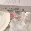 Sweet pink and white floral hair clip cute girl style side clip sweet bangs hairpin accessory - White Stamen