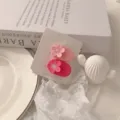 Pink floral hair clips set, cute sweet style side clip for women and daily hair styling accessories. - Small Flower Pink + Rose Red