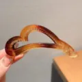 Amber gradient heart shaped banana hair clip for women, elegant resin hair claw accessory. - Heart / Dark Coffee