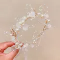 Kids Pearl Flower Crown Headband Princess Wedding Hair Band Floral Tiara Accessories - 1# White Pearl Floral